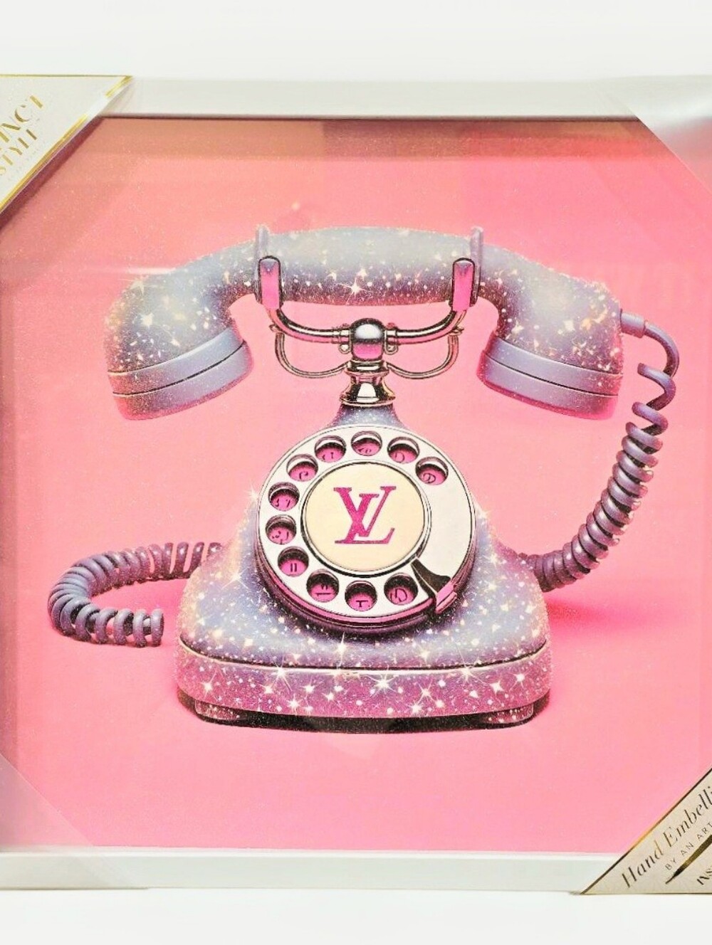 Instinct Style Louis Vuitton Pink Glitter Retro Rotary Phone Framed Wall Decor
